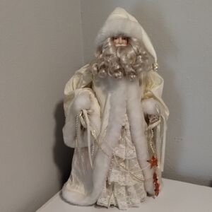 Elegant White Holiday Santa Figurine